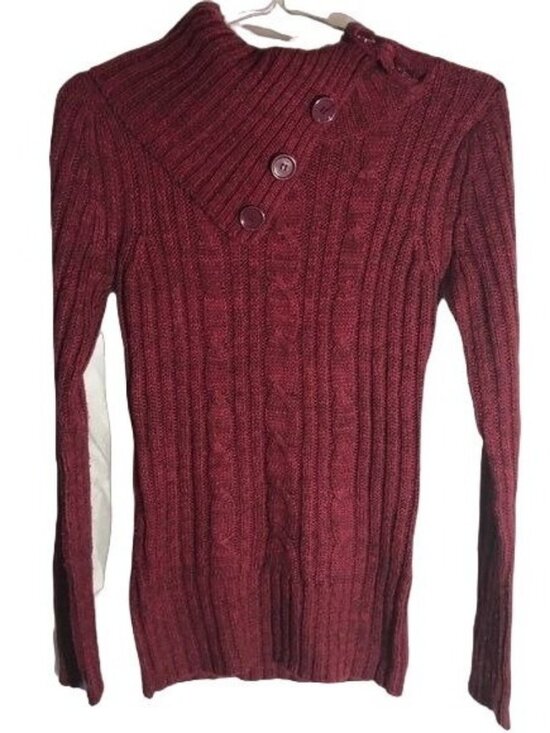 Love Change Tops - love change cowl neck purple pink knit sweater long sleeve knit button neck READ